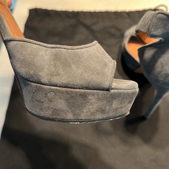 Givenchy Grey Swede Platform Peep Toe Heels - Picture 6 of 6